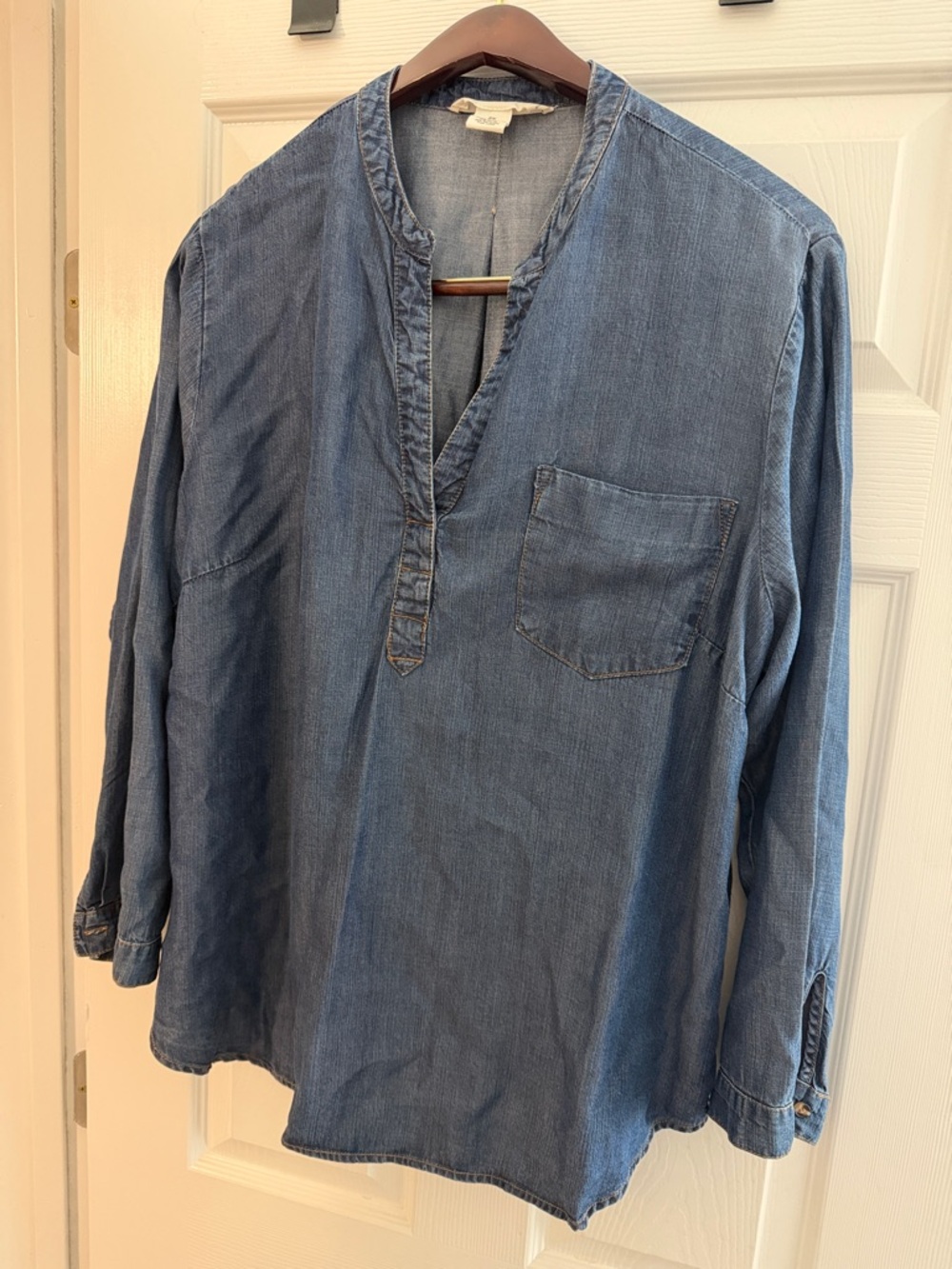 Workshop Republic Clothing Indigo Denim Button-Down Pullover Shirt